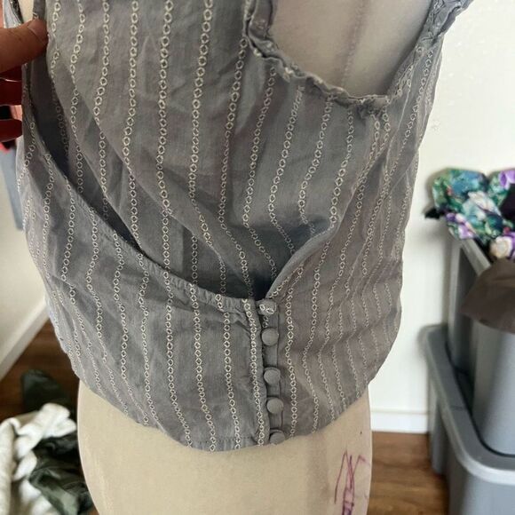 Madewell Women's Wrap Back Square Neck Striped Crop Top Blue XS - Picture 5 of 5